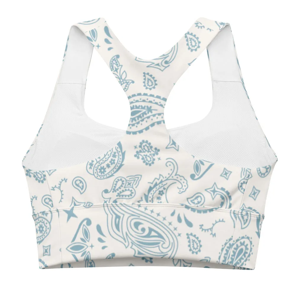 Paisley Blues Longline sports bra