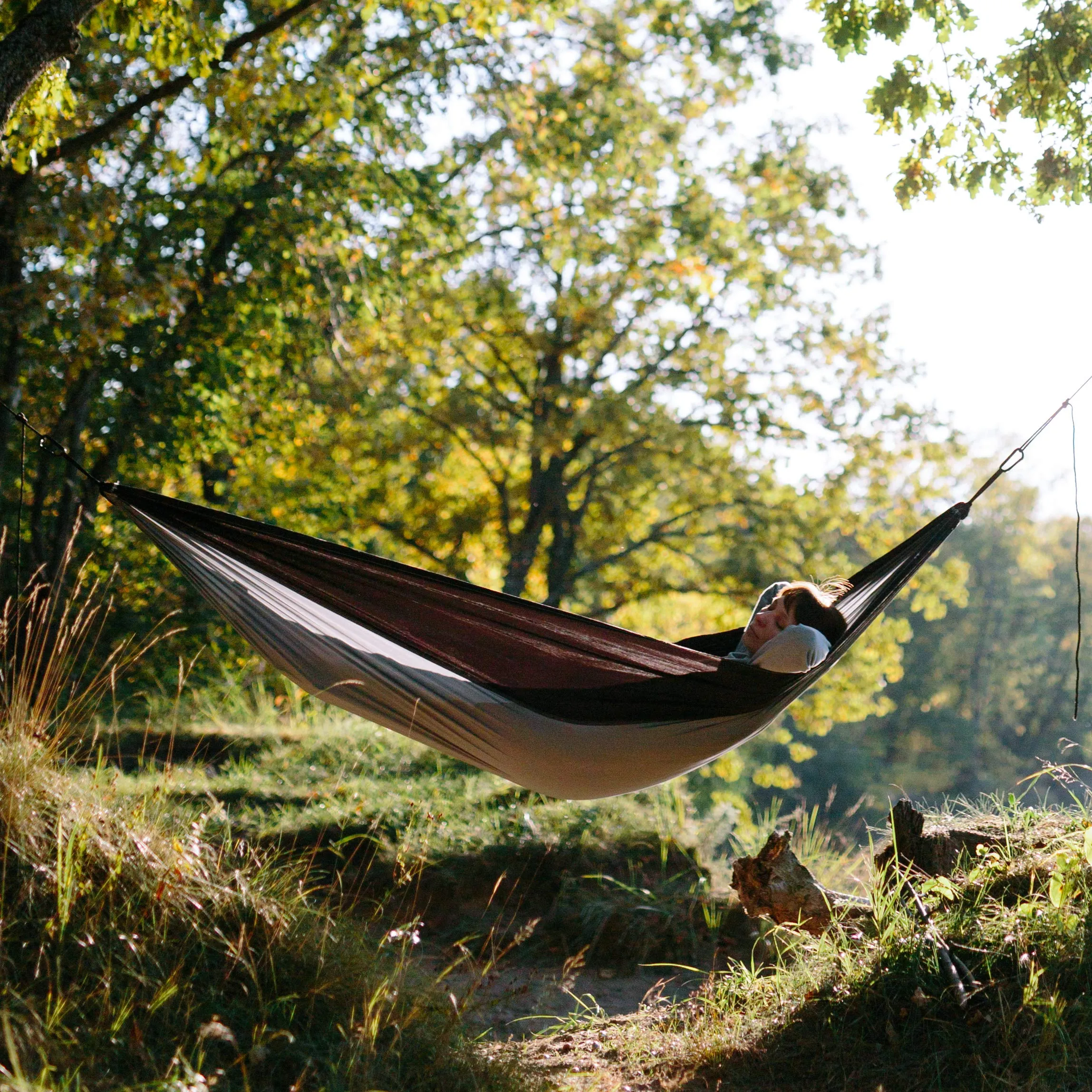 Parachute Nylon Camping Hammock with Tree Ropes & Carabiners - Foxelli