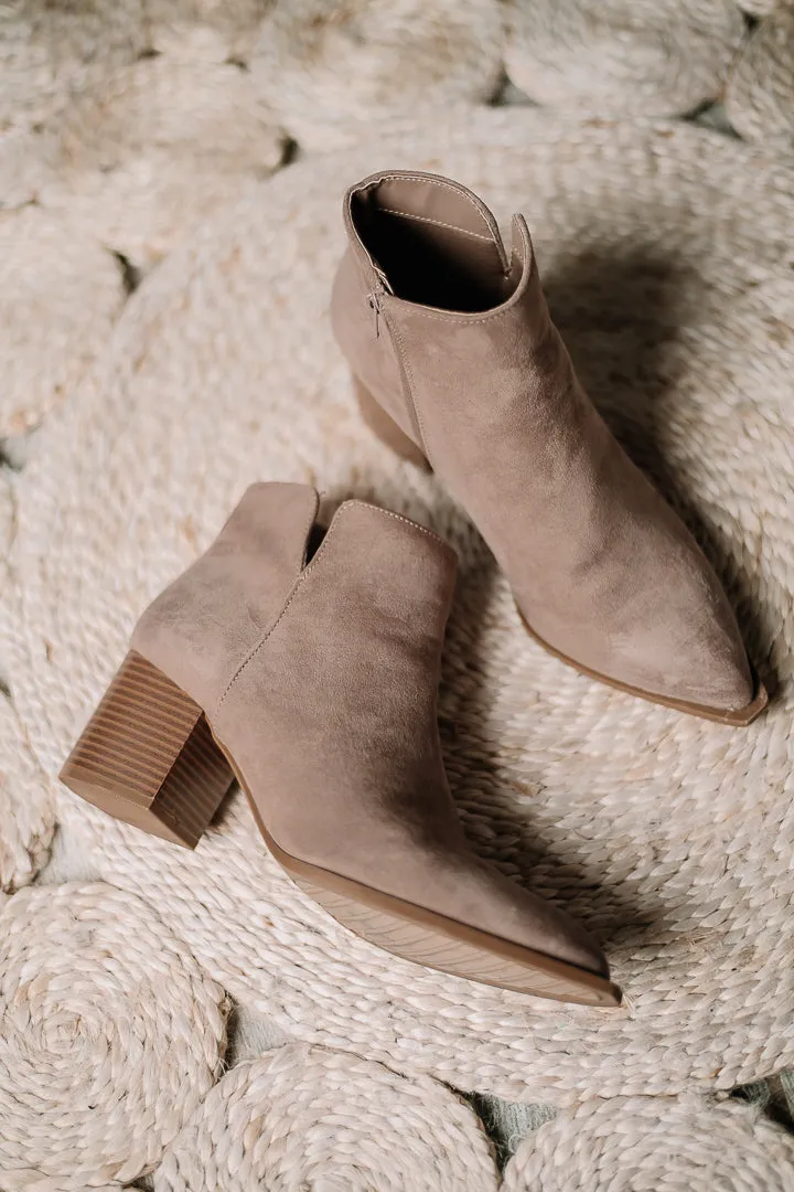 Part Snip Toe Booties | Burlwood Suede