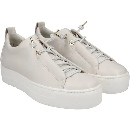 Paul Green Elastic Lace Ivory Leather Trainers