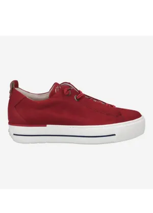 Paul Green Lipstick Red Elastic Lace Trainer