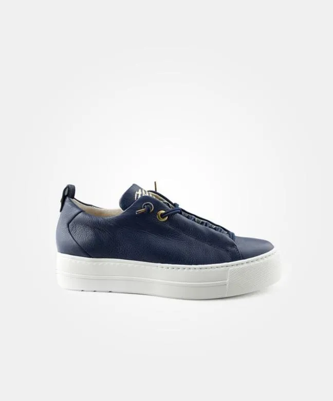 Paul Green Navy Elastic Lace Trainer