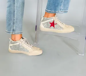 Paulina Silver Glitter Mid Sneakers - FINAL SALE