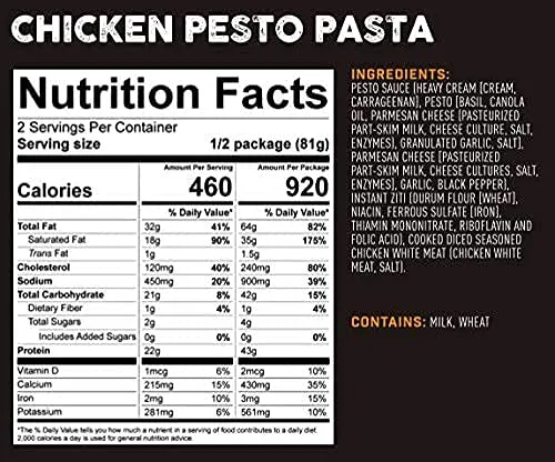 Peak Refuel Freeze-Dried Chicken Pesto Pasta - 2 Serving Pouch