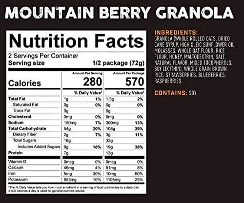 Peak Refuel Freeze-Dried Mountain Berry Granola with Rice Milk - 2 Serving Pouch