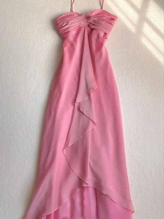 Pink Sheath Long Prom Dresses Sweet Formal Party Dress