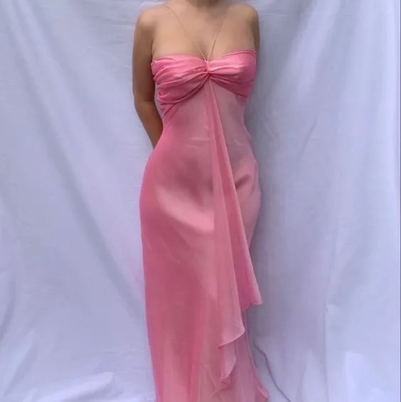 Pink Sheath Long Prom Dresses Sweet Formal Party Dress