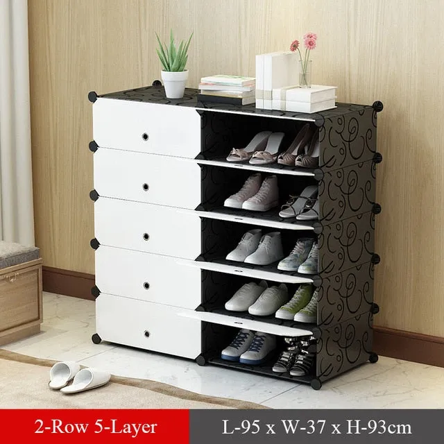 Plastic Modular Shoe Cabinet Shoes Rack Hallway Bedroom Shoe Rack Organizer Holder Assemble Footwear Shoes Shelf DIY Storage