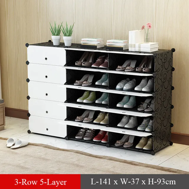 Plastic Modular Shoe Cabinet Shoes Rack Hallway Bedroom Shoe Rack Organizer Holder Assemble Footwear Shoes Shelf DIY Storage