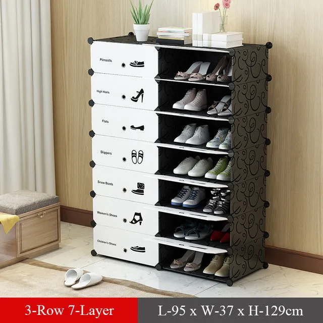 Plastic Modular Shoe Cabinet Shoes Rack Hallway Bedroom Shoe Rack Organizer Holder Assemble Footwear Shoes Shelf DIY Storage