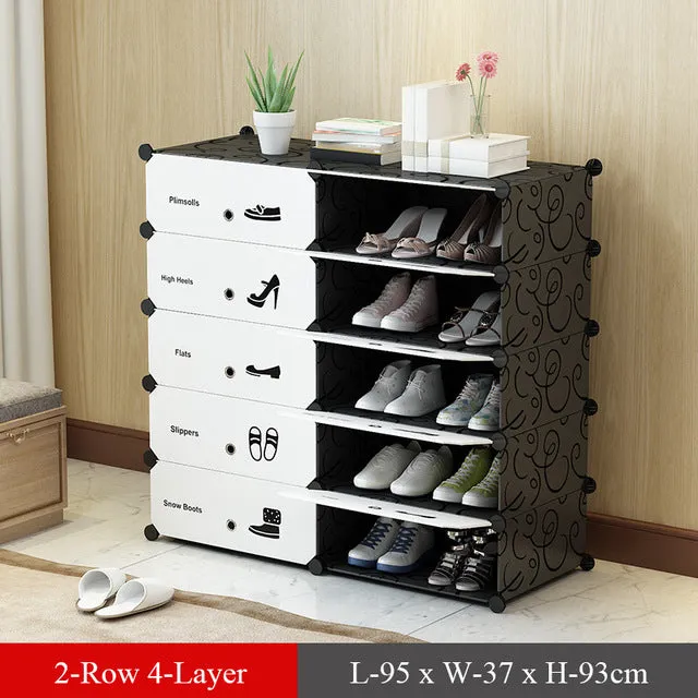 Plastic Modular Shoe Cabinet Shoes Rack Hallway Bedroom Shoe Rack Organizer Holder Assemble Footwear Shoes Shelf DIY Storage