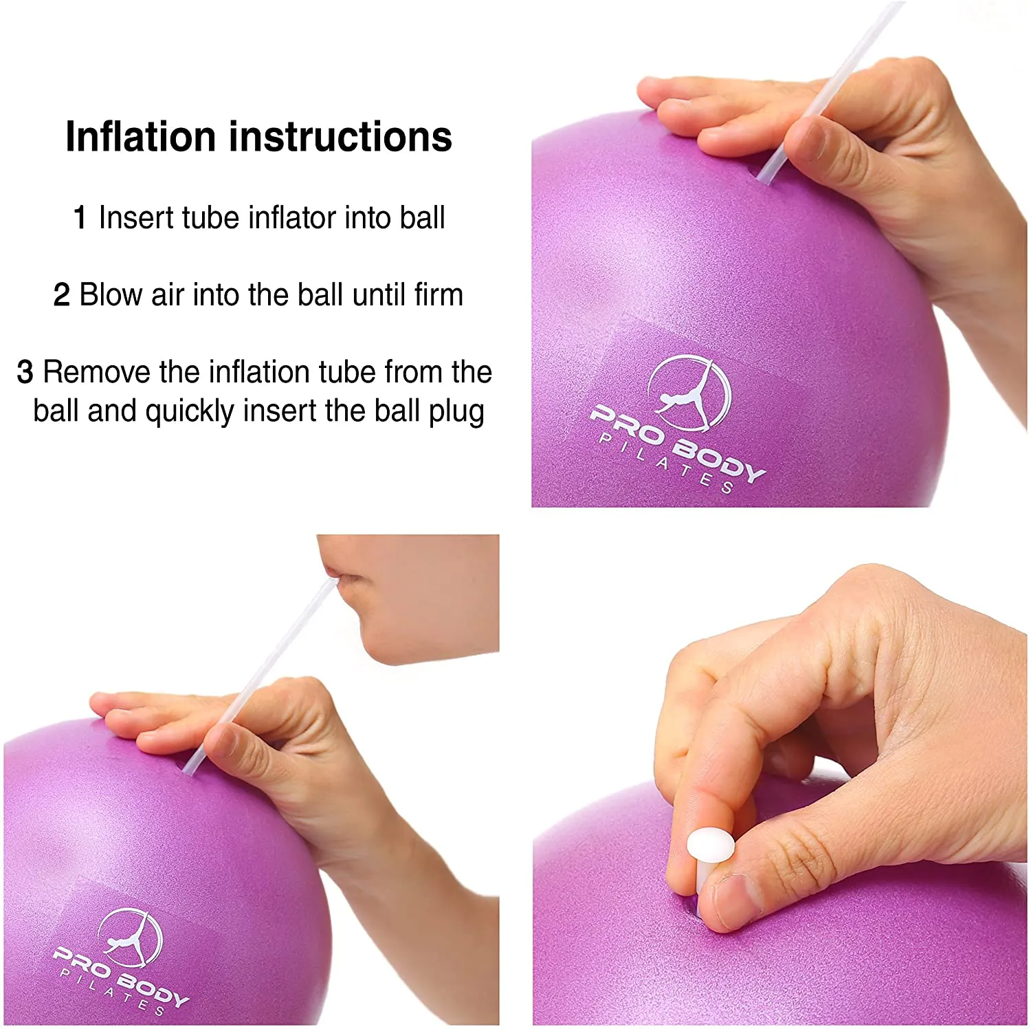 ProBody Pilates Mini Exercise Ball - 9 Inch Small Bender Ball for Stability, Barre, Pilates, Yoga, Balance, Core Training, Stretching and Physical Therapy with Workout Guide