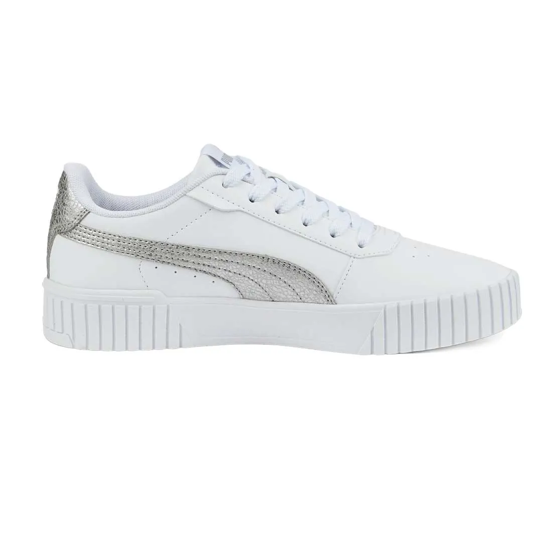 Puma Carina 2.0 Distressed Trainers - Womens - White/Silver