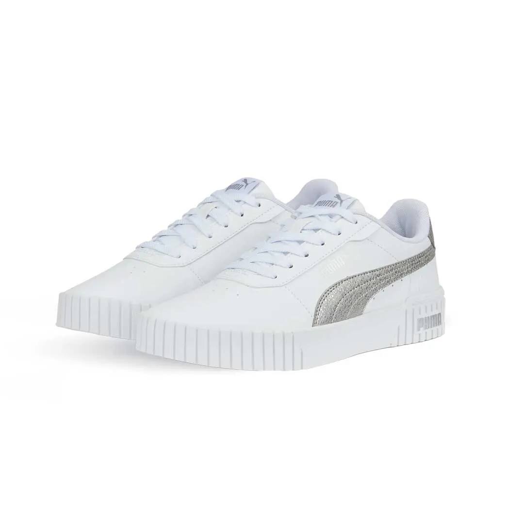 Puma Carina 2.0 Distressed Trainers - Womens - White/Silver