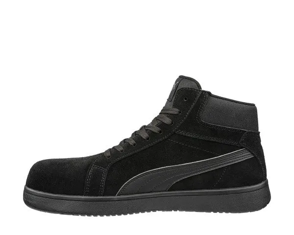 Puma Women's 630315 Iconic Black/Black Suede Mid Composite Safety Toe Metal Free Work Shoes