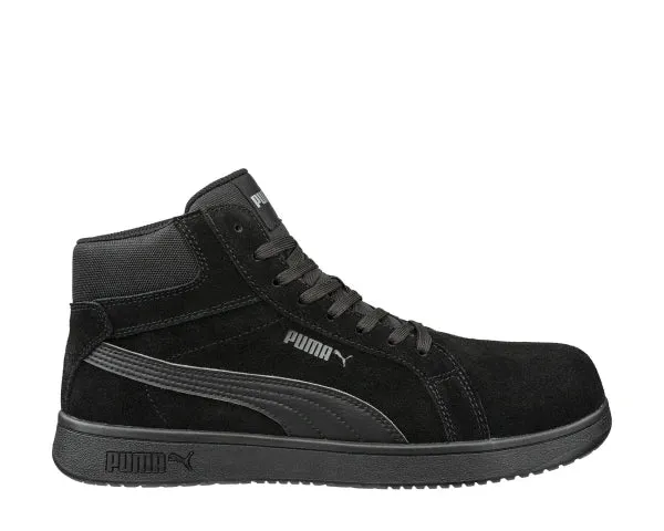 Puma Women's 630315 Iconic Black/Black Suede Mid Composite Safety Toe Metal Free Work Shoes