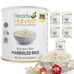 Ready Harvest Parboiled White Rice - 30 Year Shelf Life - Six #10 Cans