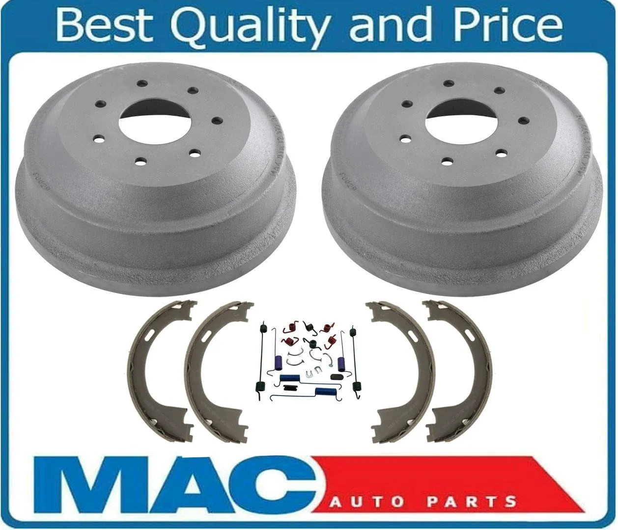 Rear Brake Drums and Shoes for Ford F250 W/ 12x2.5 Inch 7 Stud (2) 1997-1999