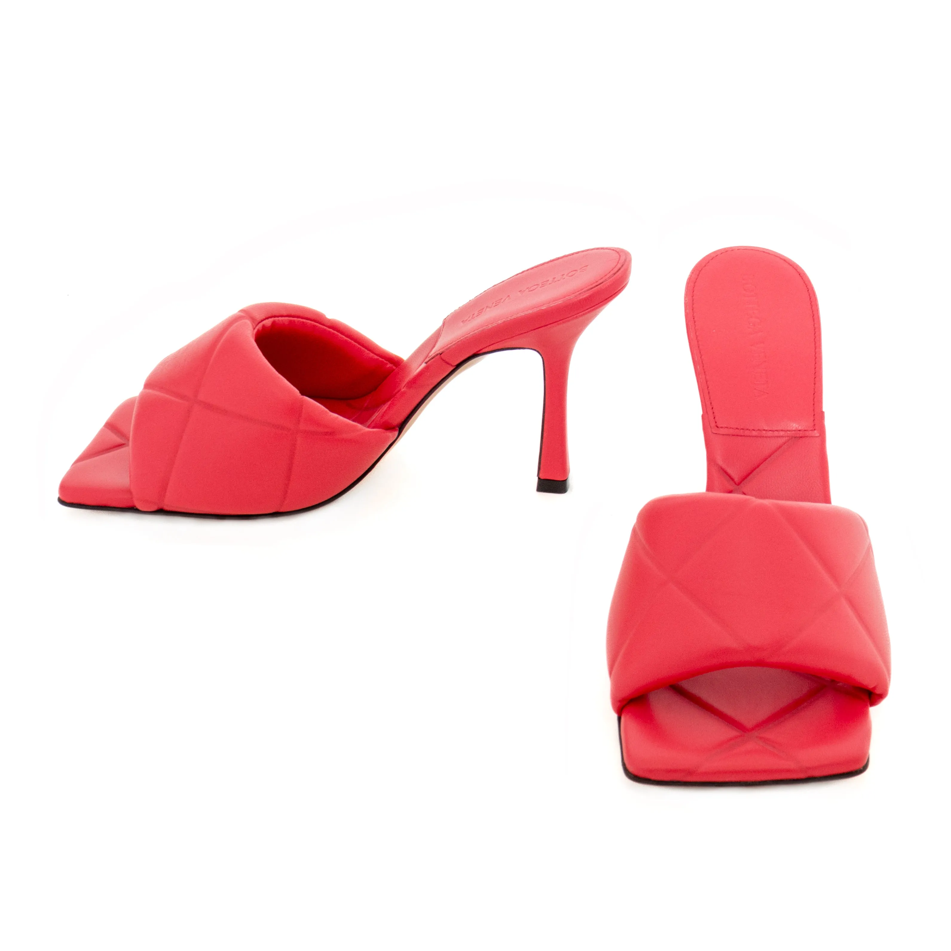 Red Padded Leather Mules 37