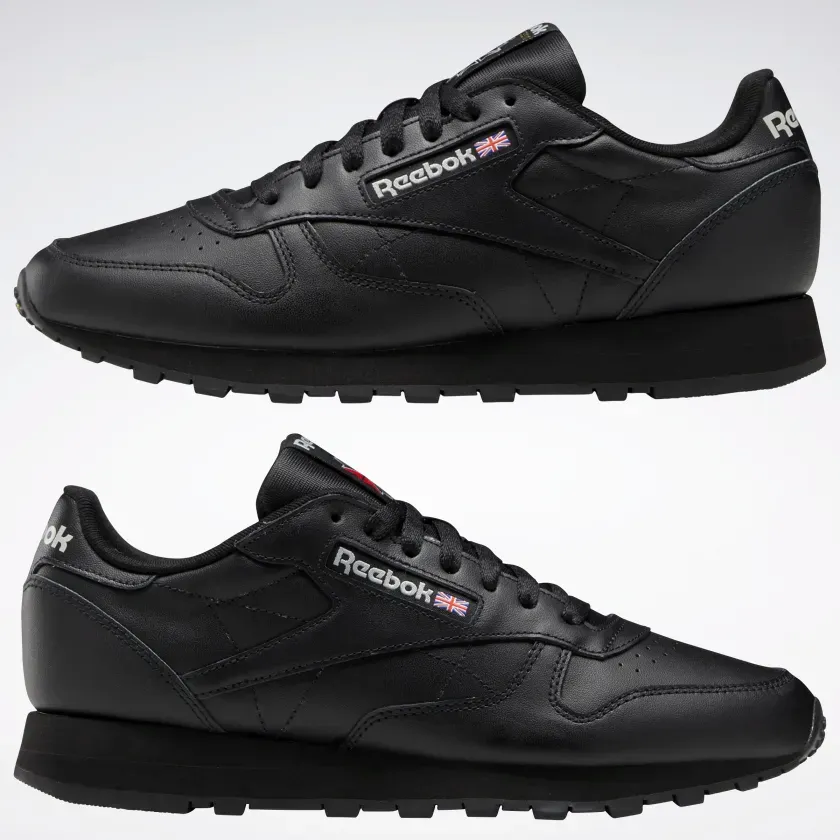 Reebok Men's Classic Leather Shoes - Core Black / Pure Grey 5