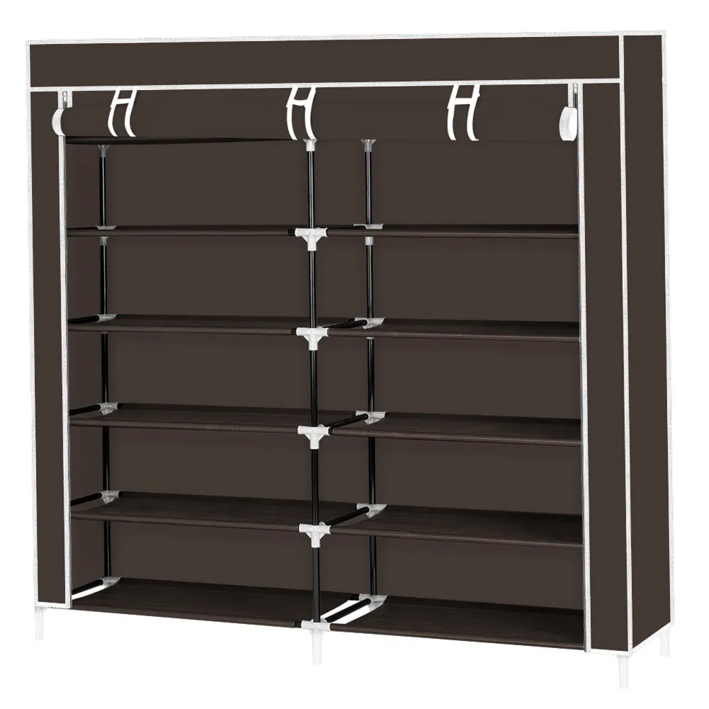 RONSHIN 7 Layers 14 Grids Shoe Rack Cabinet 110*28*115cm Storage Dark Brown