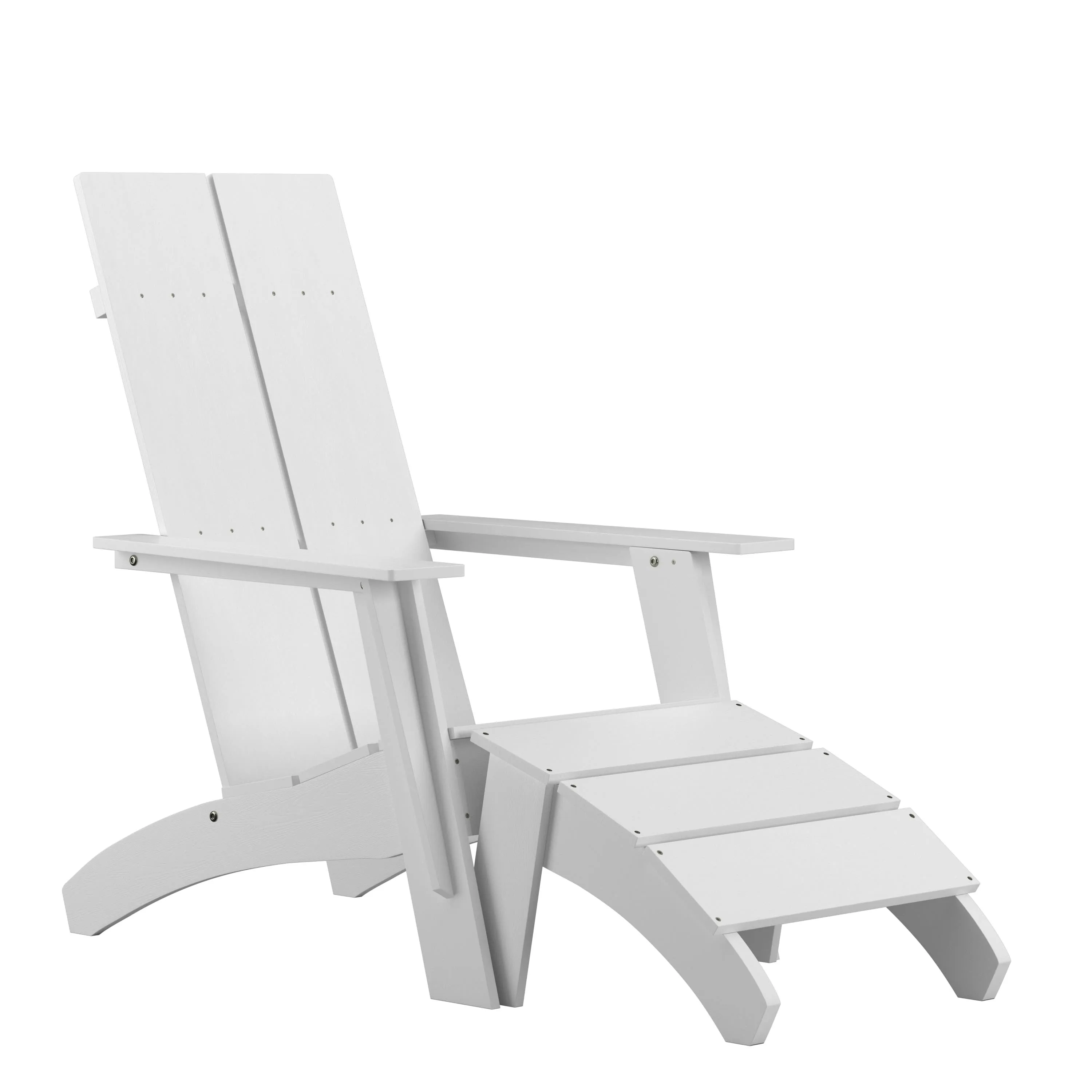 Sawyer Modern All-Weather Poly Resin Wood Adirondack Chair with Foot Rest