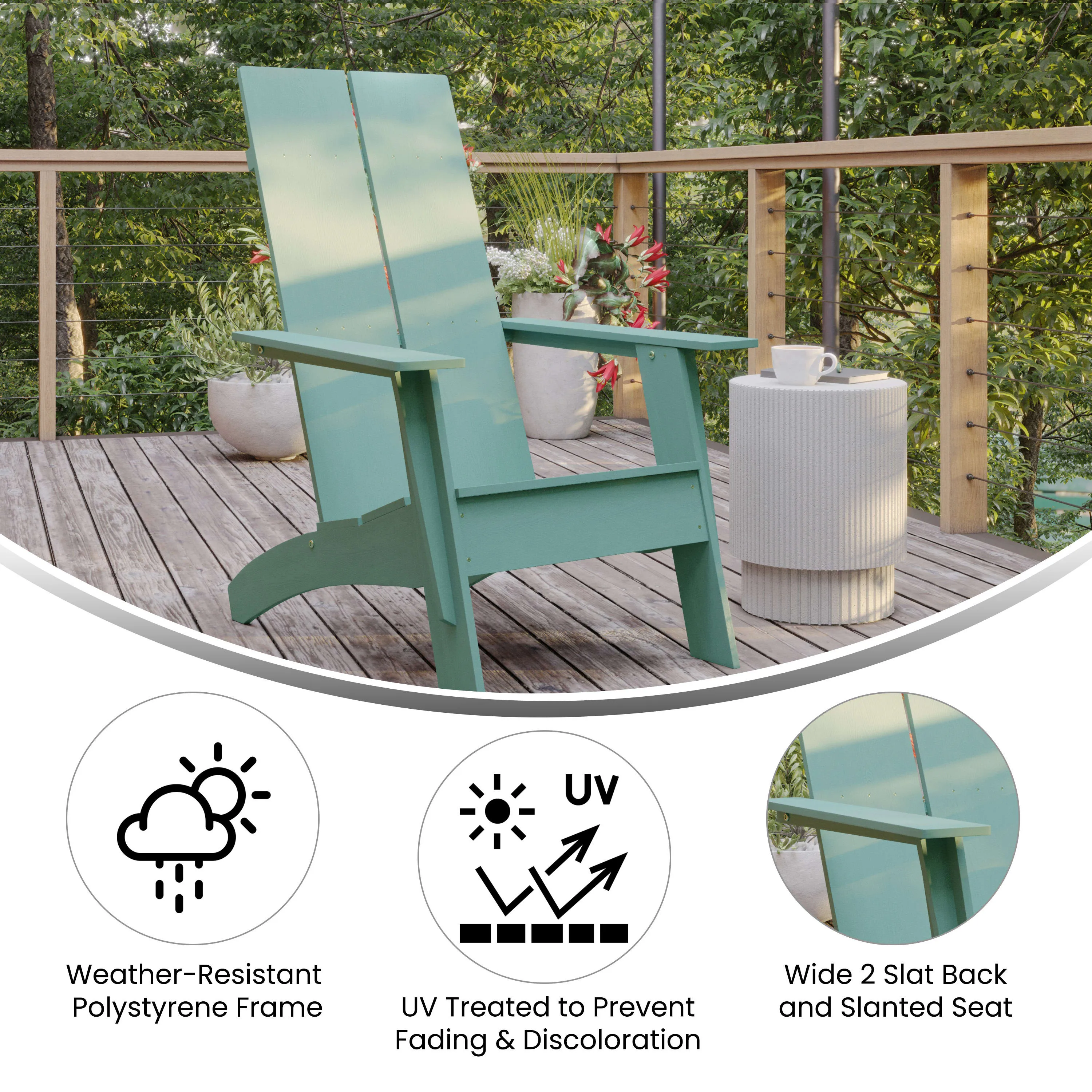 Sawyer Modern All-Weather Poly Resin Wood Adirondack Chair