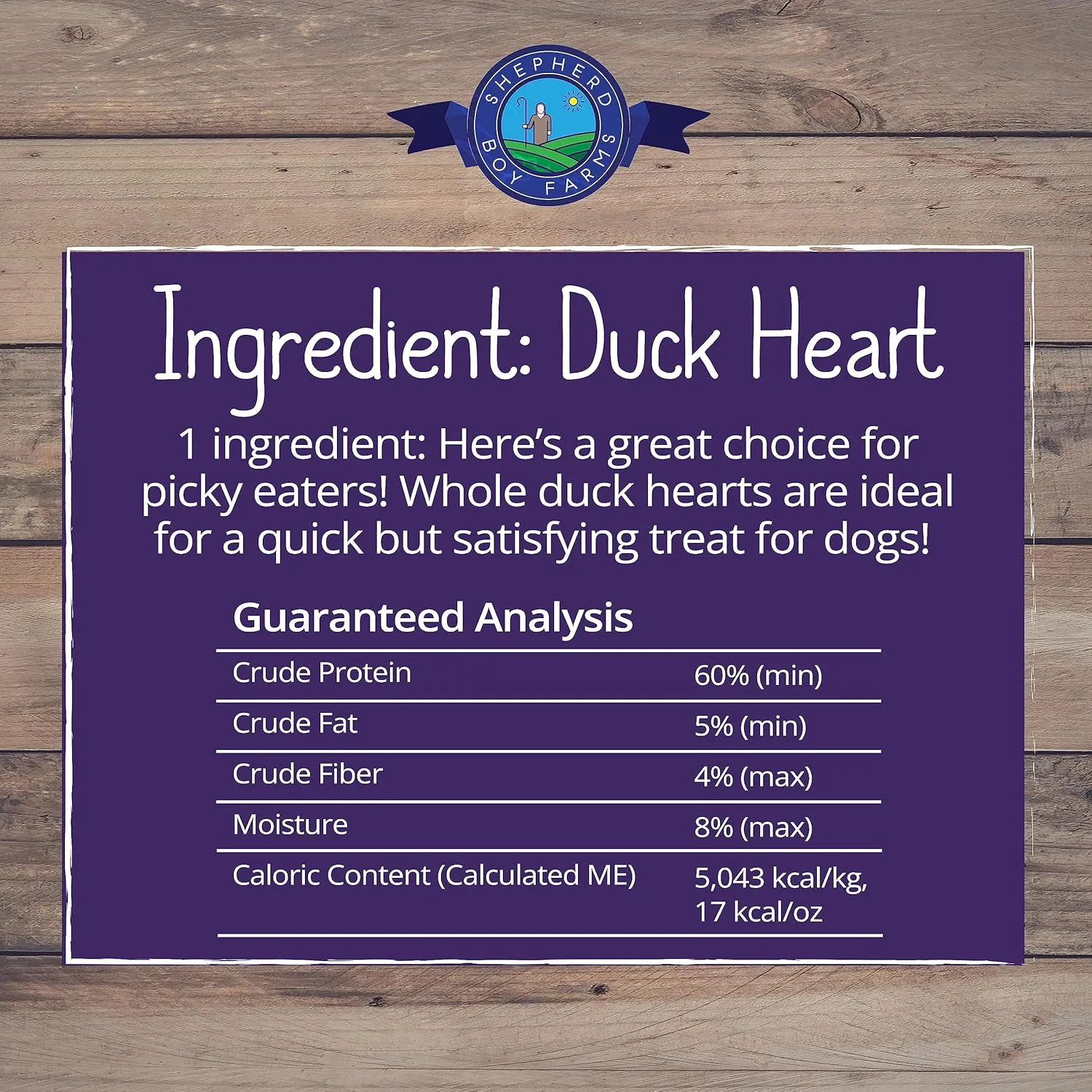 Shepard Boy Farms, Freeze Dried Dog and Cat Treats, Duck Heart, All Natural Freeze-Dried Dog Treat & Dog Snack, Made in USA, High in Protein, Essential Nutrition of Raw Dog Food, Single Ingredient 3oz