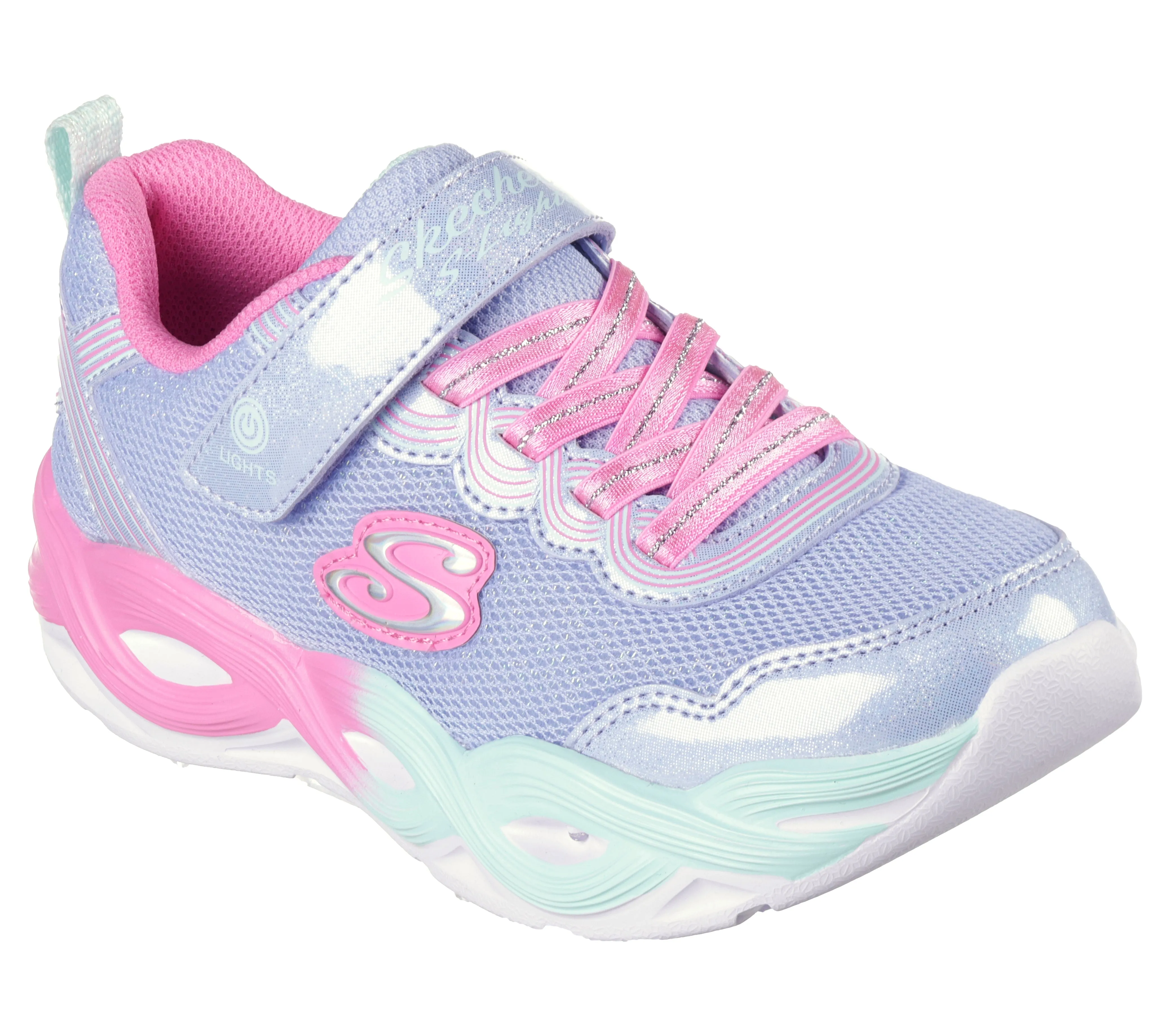 Skechers S Lights Twisty Glow Girls Periwinkle Multi Trainer