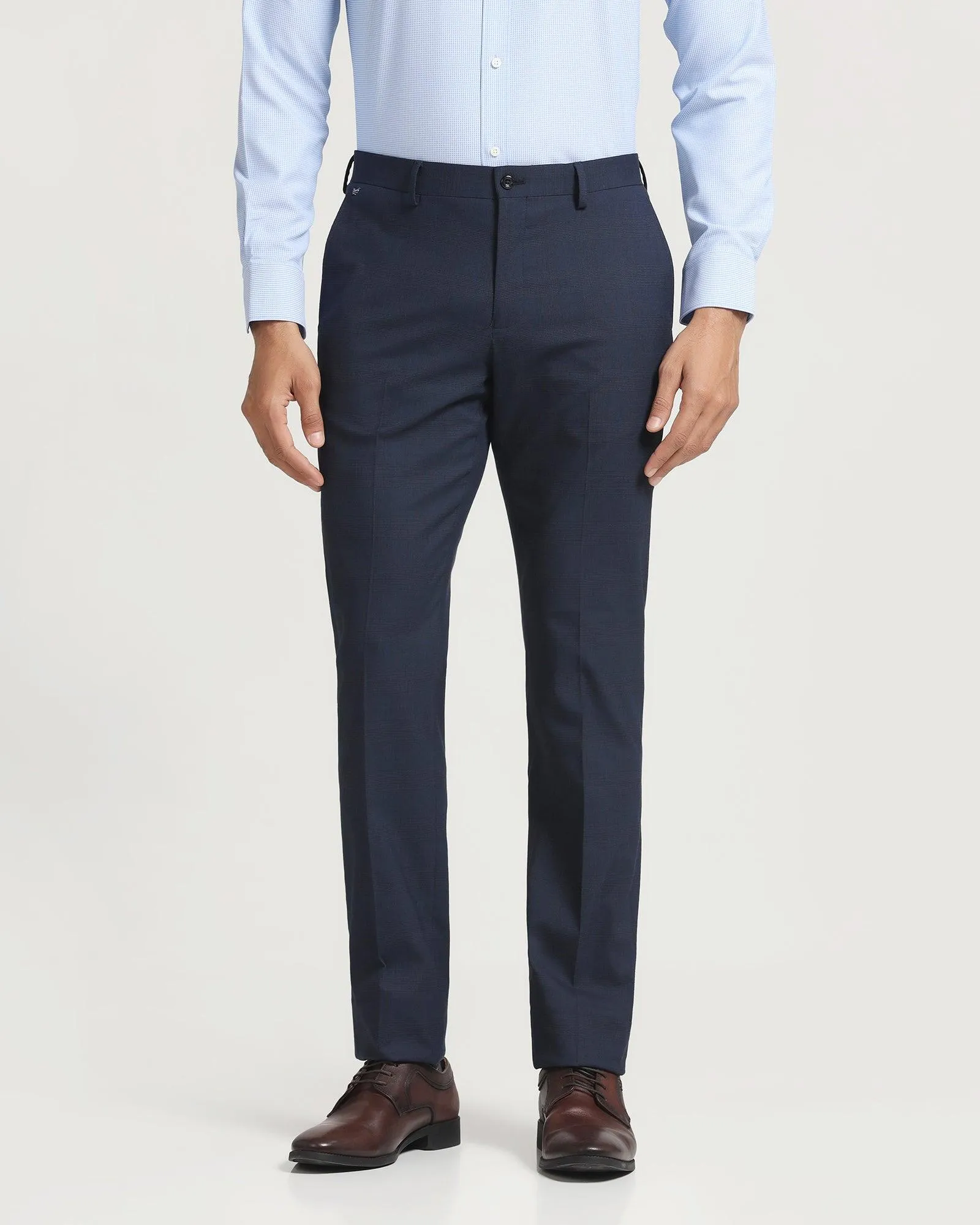 Slim Comfort B-95 Formal Navy Check Trouser - Lento