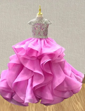 Sparkly Beaded Bodice Beauty Preteen Evening Gown