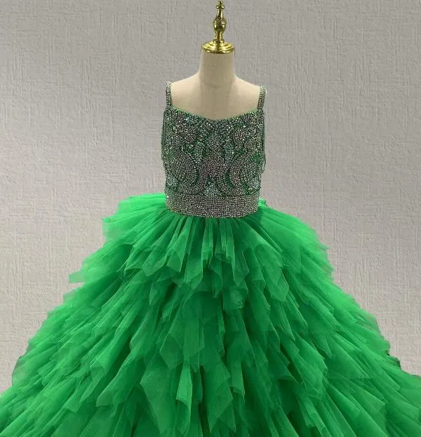 Sparkly Beaded Bodice Glitz Little Girl Ball Gown