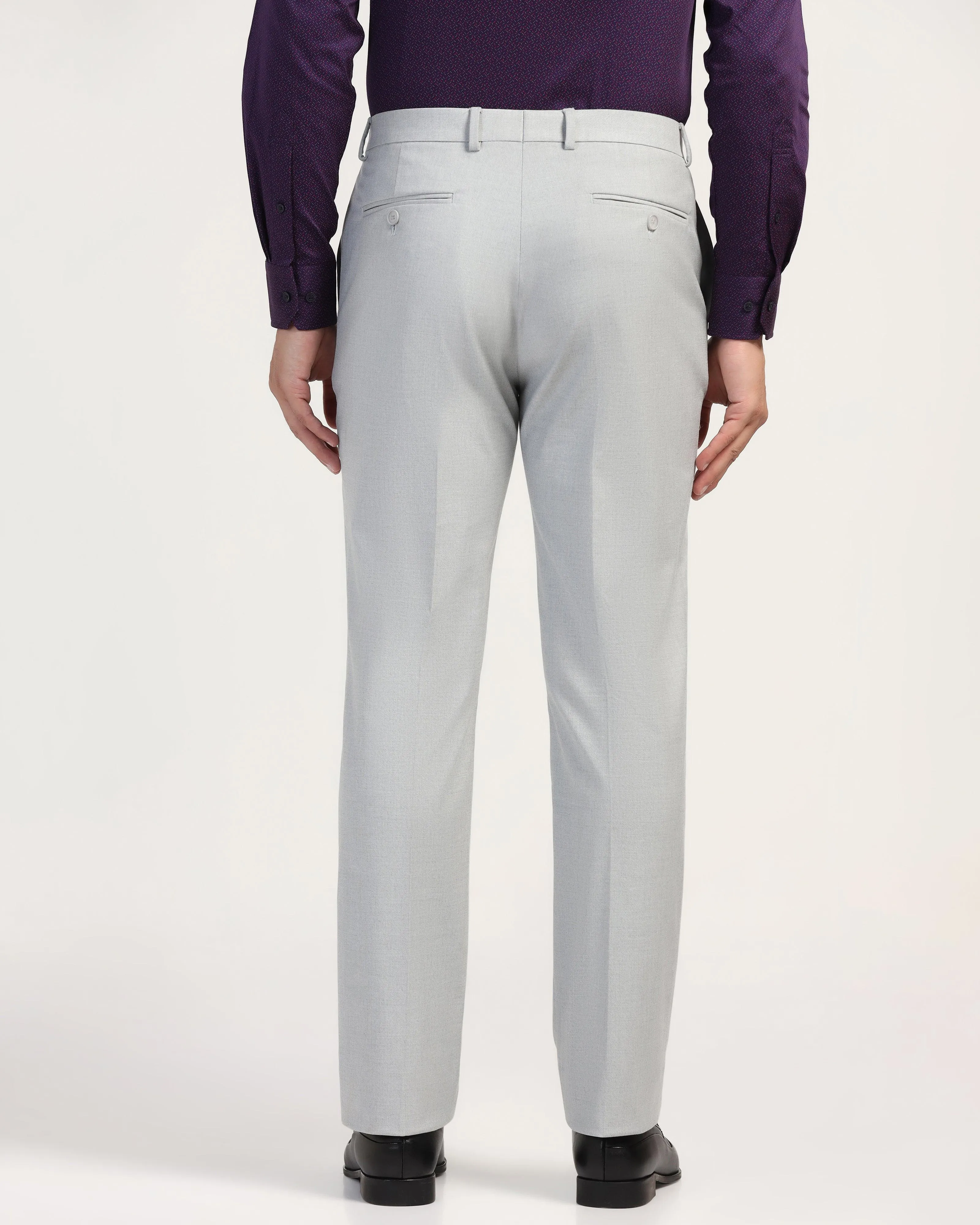 Straight B-90 Formal Light Grey Solid Trouser - Hurricane