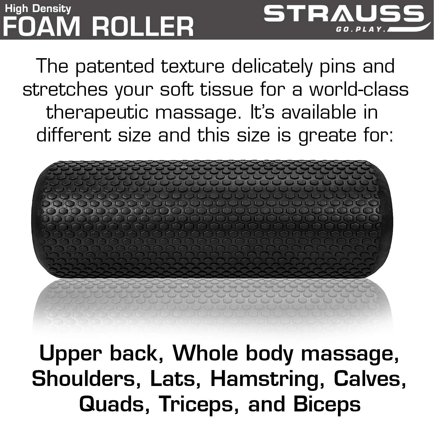 Strauss Foam Roller (Black), 30 cm and Toning Tube, (Blue)