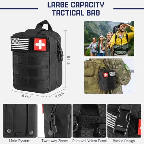 Survival Kits, 149Pcs Survival Gear First Aid Kit IFAK with Molle System Essential Camping Gear Emergency Medical Supplies for Car Fishing Hunting Outdoor Adventure, Camping Essentials