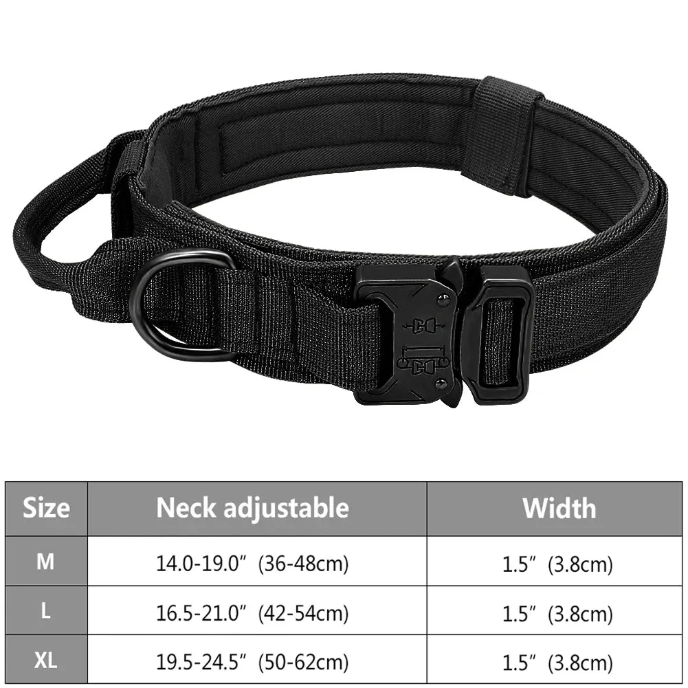 Tactical Police Dog Collar - Adjustable Durable Nylon Military Collar for German Shepherds, Medium & Large Dogs, Walking & Training Pet Accessories