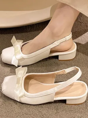 TAVIMART  -  Sweet Solid Square Heels Sandals Women Summer New Elegant Bow French Ballet Shoes Female Fairy Gentle Style Mary Jane Shoes