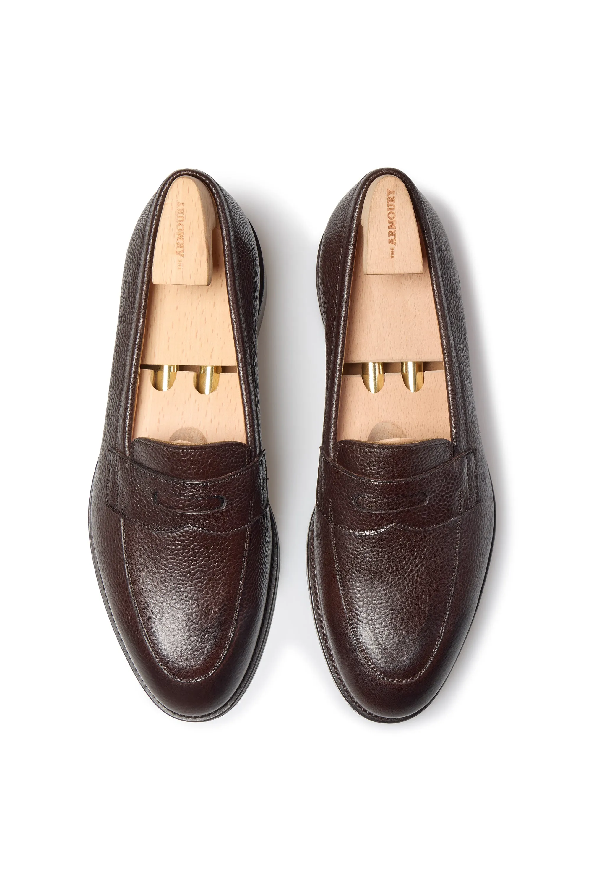 The Armoury Duane II Brown Grained Calf Penny Loafers *factory seconds*