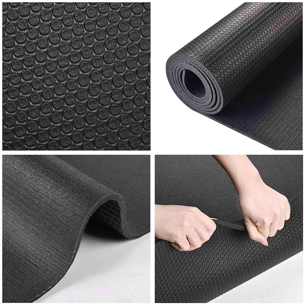 TheLAShop Medium Yoga Mat Gym Floor Mat Black 4mm 6.5x3ft