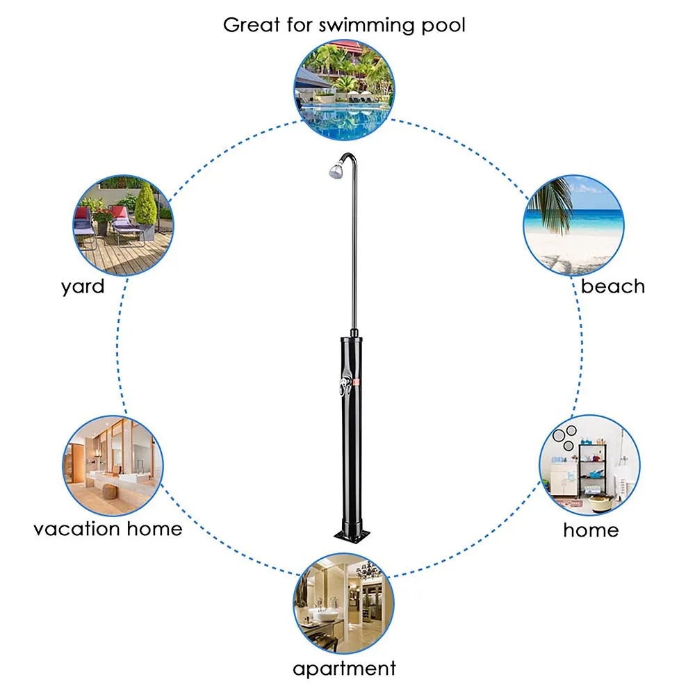 TheLAShop Solar Poolside Shower w/ Base & Sprinkler 2.3 Gallon