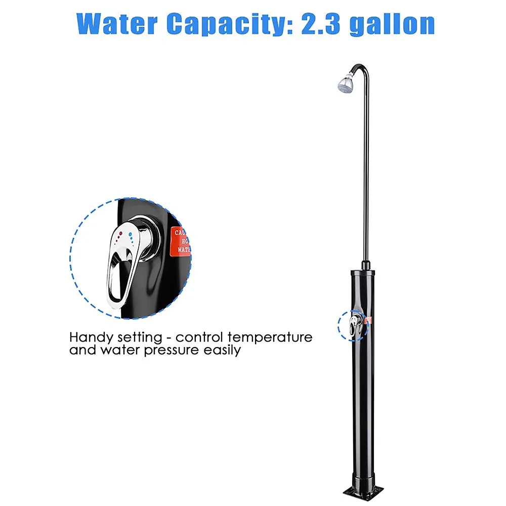 TheLAShop Solar Poolside Shower w/ Base & Sprinkler 2.3 Gallon