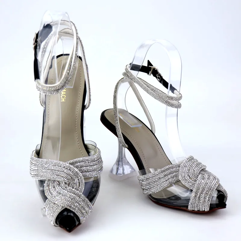 Transparent Cross Rhinestone Cinderella Heels Shoes #19871 #22