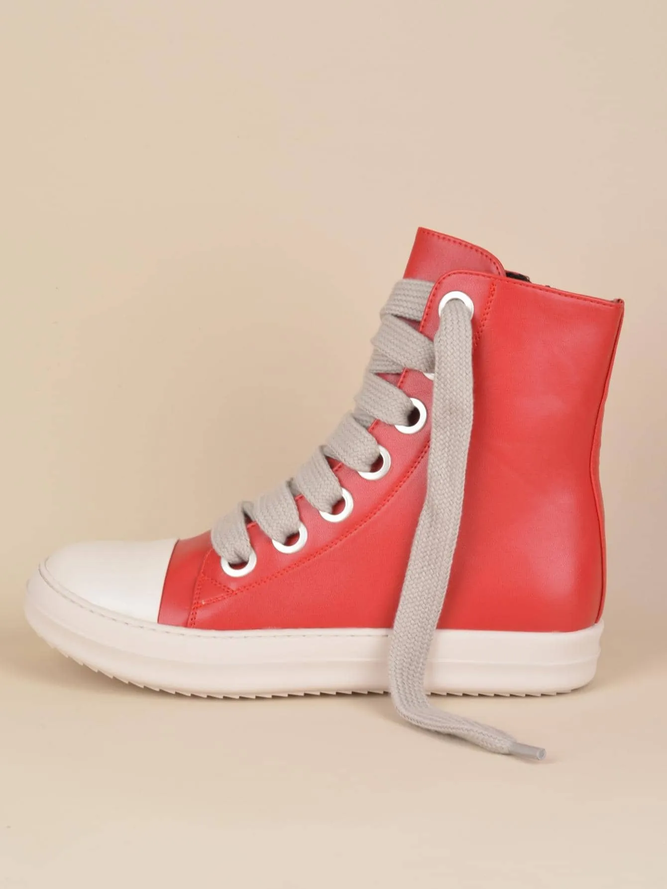 Two Tone Lace-up Front  Street Casual High Top  Sneakers