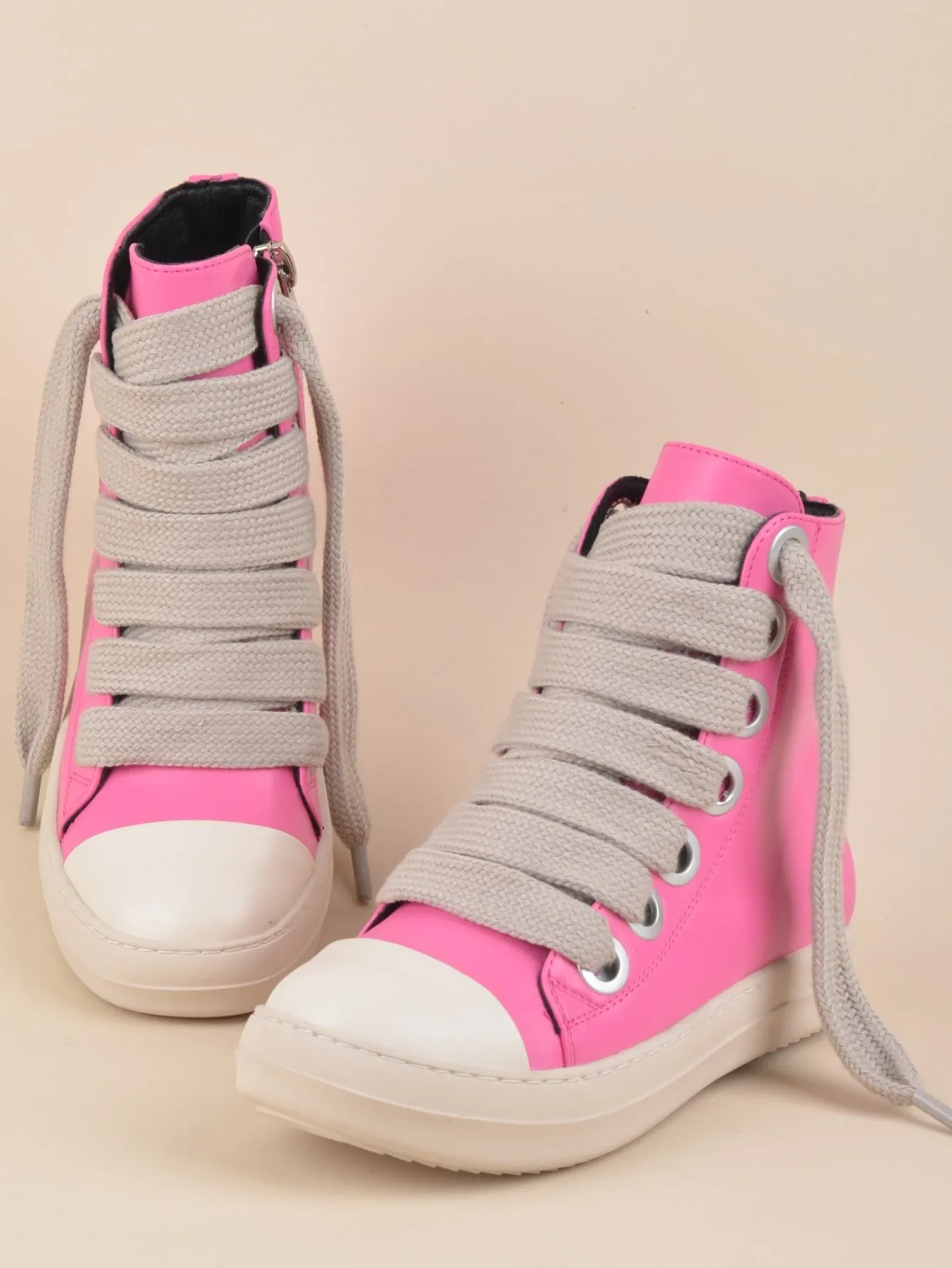 Two Tone Lace-up Front  Street Casual High Top  Sneakers