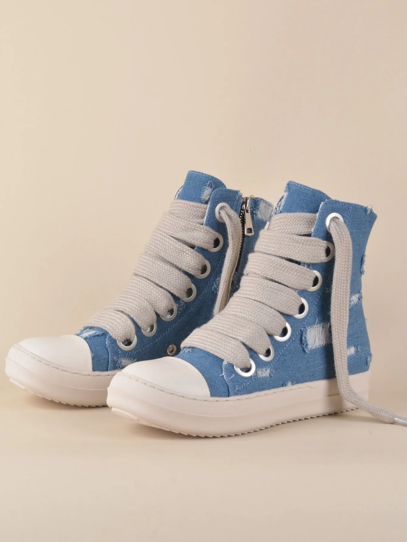 Two Tone Lace-up Front  Street Casual High Top  Sneakers