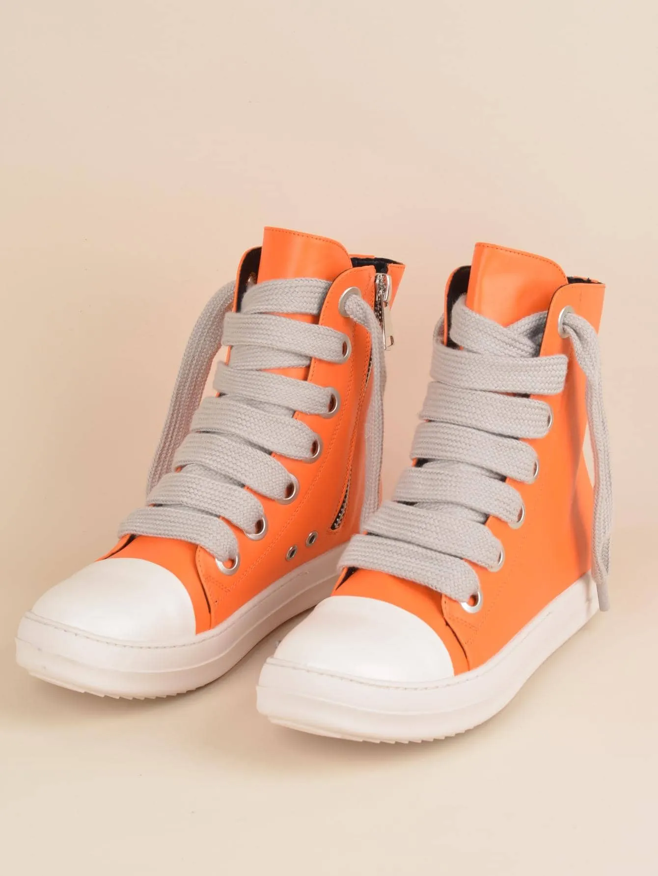 Two Tone Lace-up Front  Street Casual High Top  Sneakers