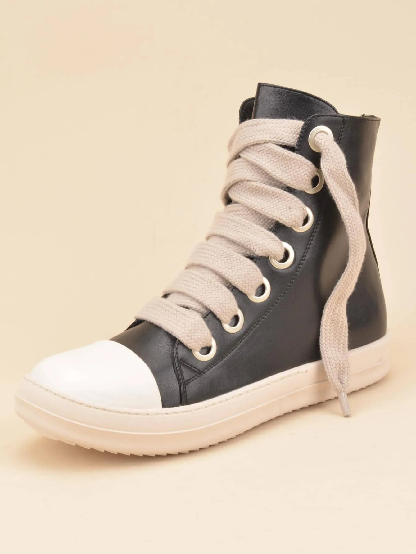 Two Tone Lace-up Front  Street Casual High Top  Sneakers