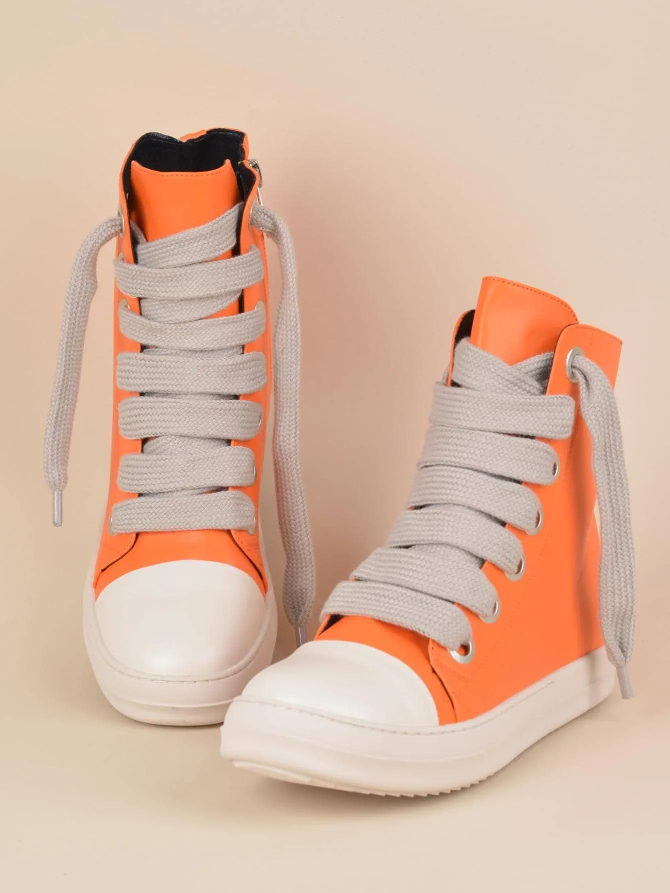 Two Tone Lace-up Front  Street Casual High Top  Sneakers