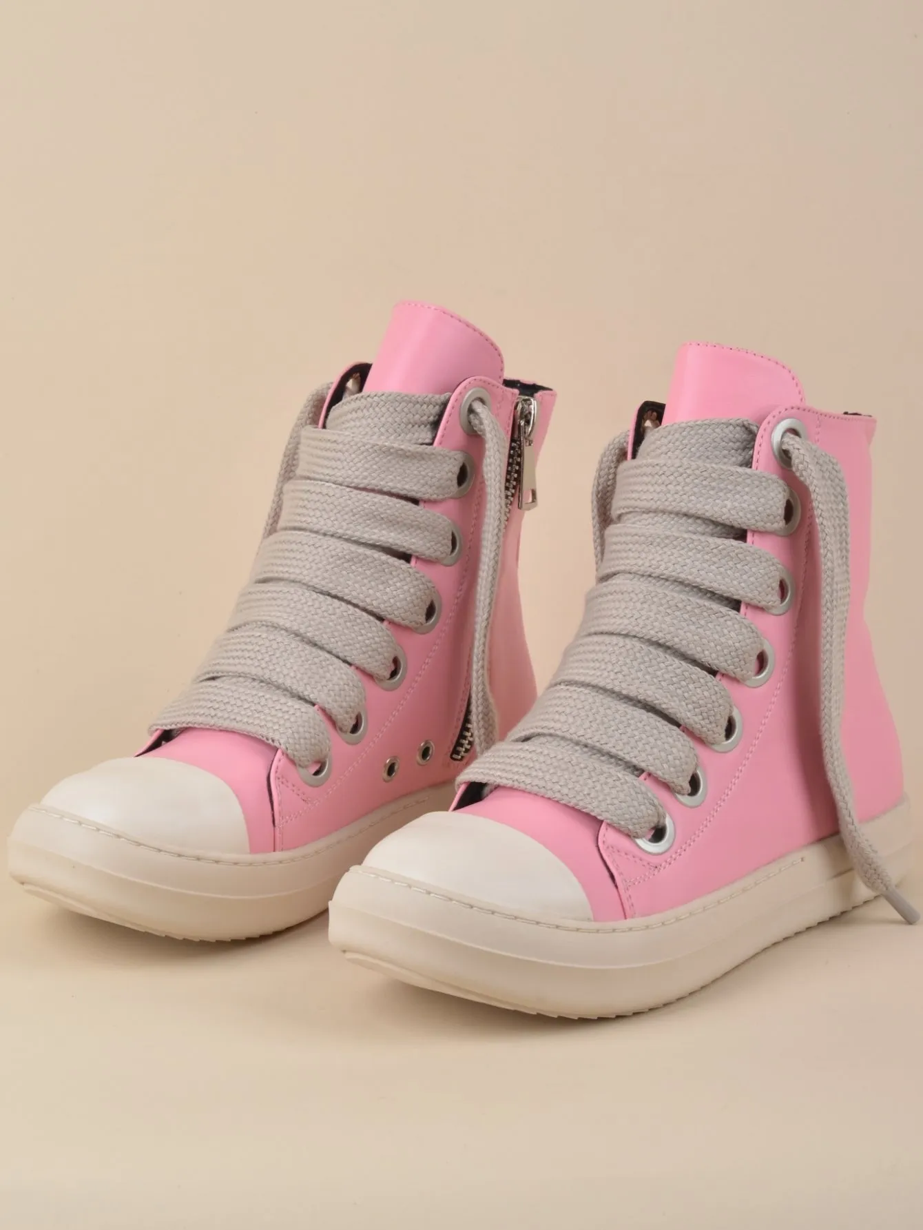 Two Tone Lace-up Front  Street Casual High Top  Sneakers