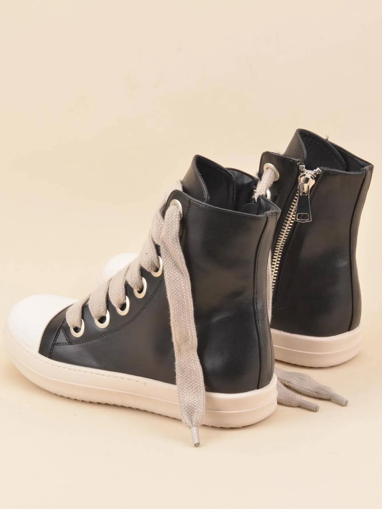 Two Tone Lace-up Front  Street Casual High Top  Sneakers